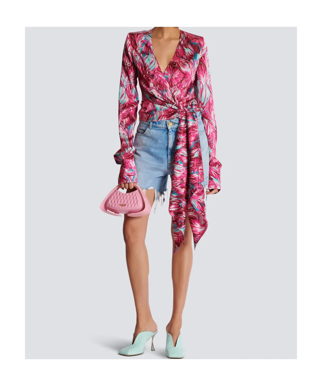 Floral Printed Tie Front Top