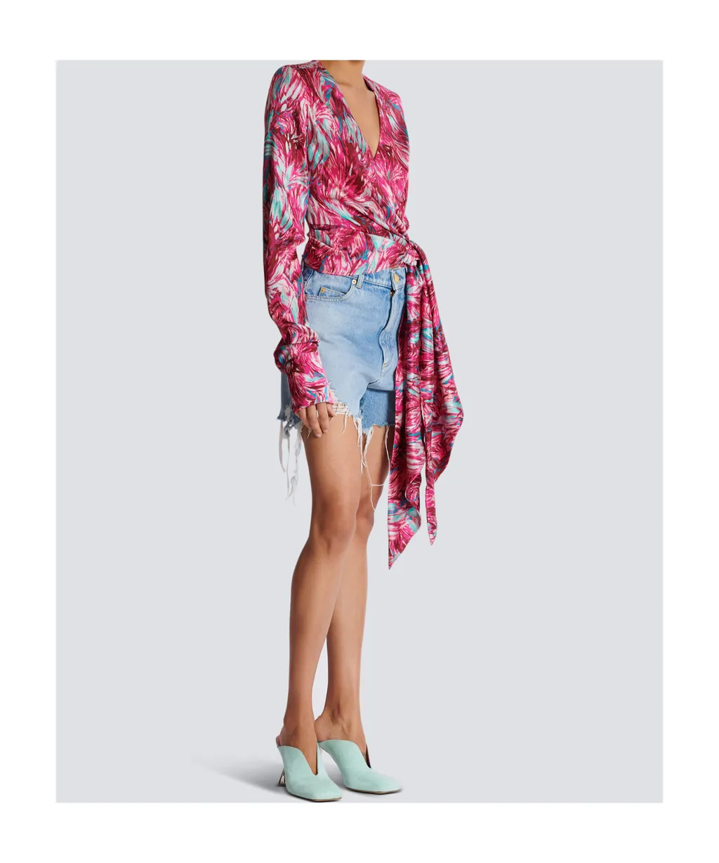 Floral Printed Tie Front Top