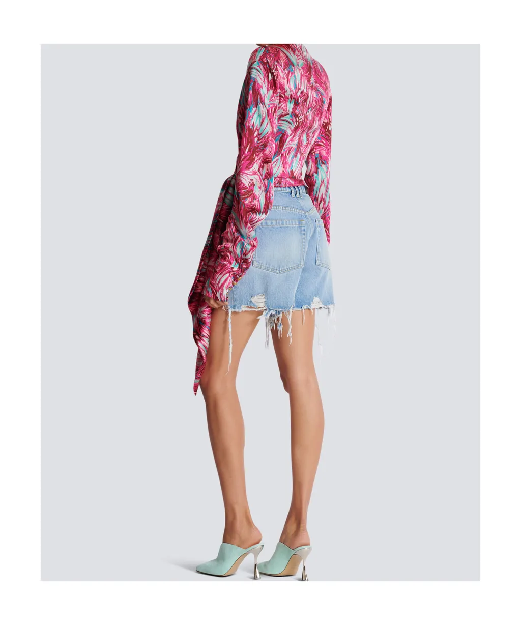 Floral Printed Tie Front Top