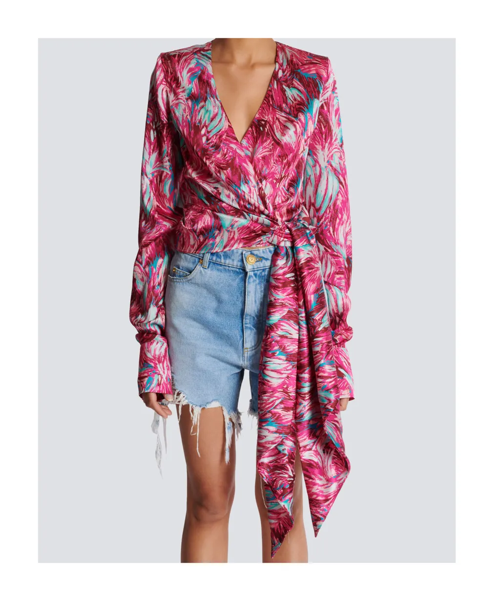 Floral Printed Tie Front Top