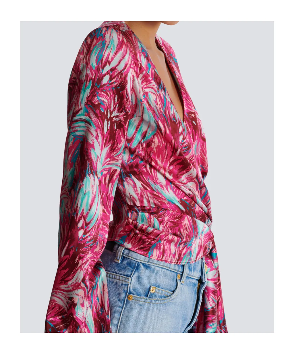 Floral Printed Tie Front Top