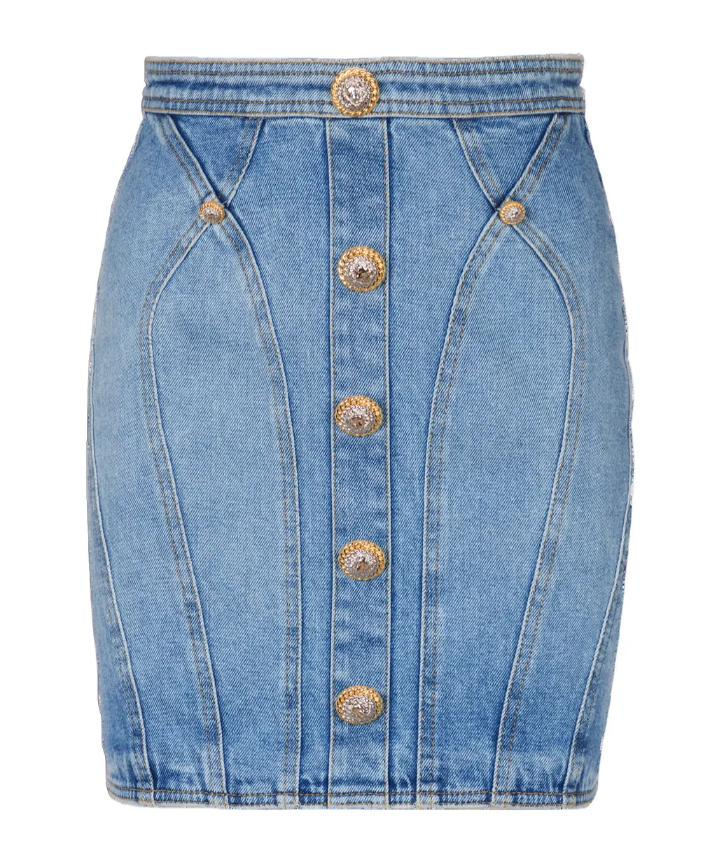 Buttoned Denim Skirt