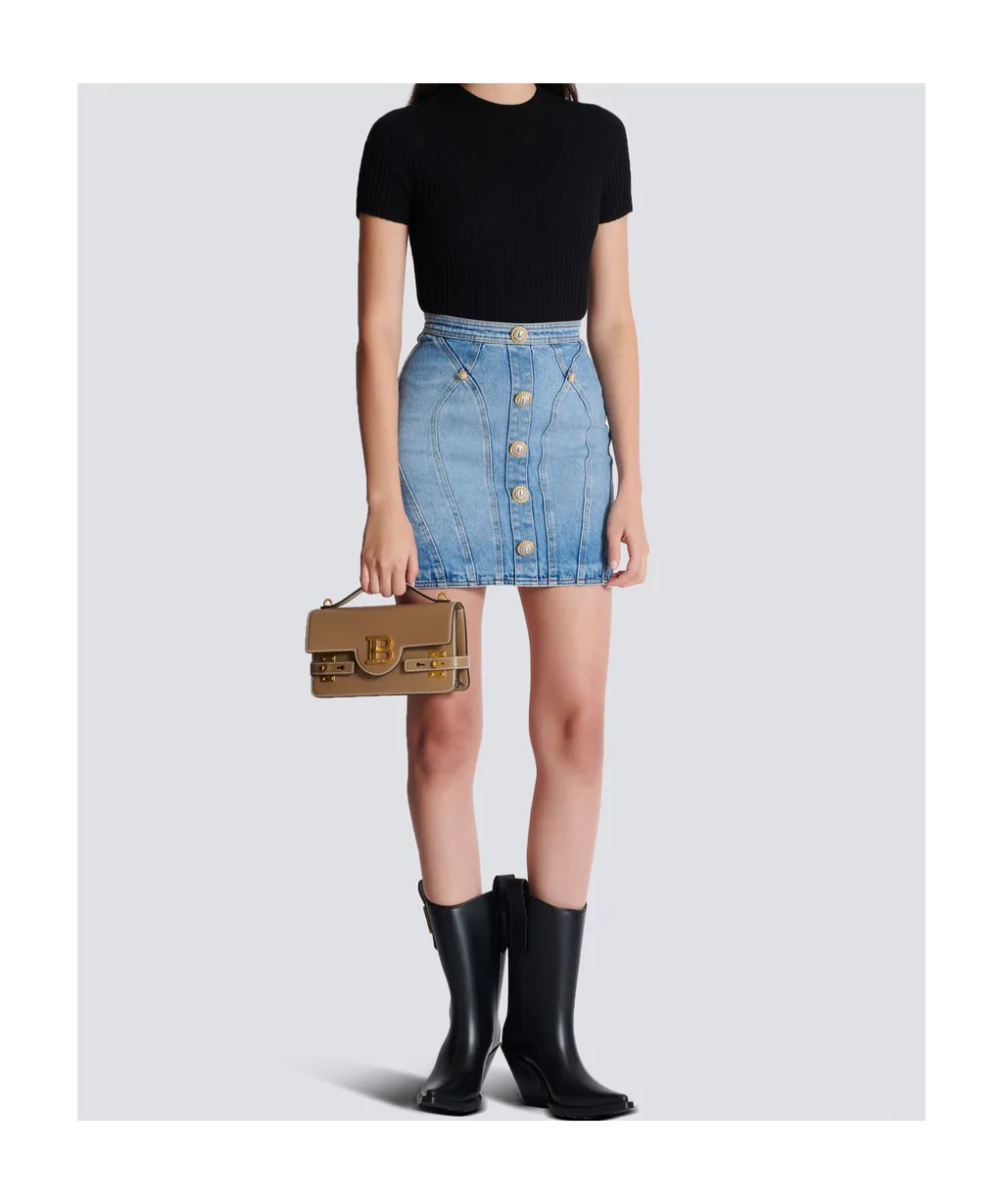 Buttoned Denim Skirt