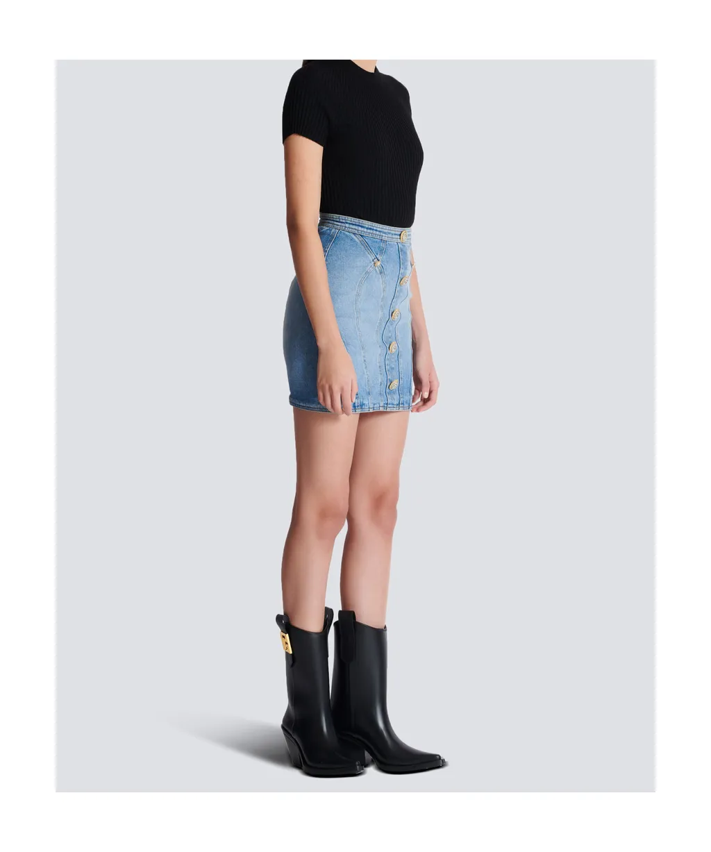 Buttoned Denim Skirt