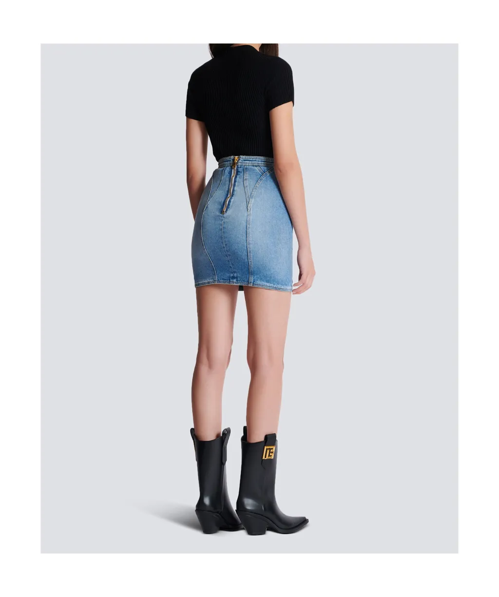 Buttoned Denim Skirt