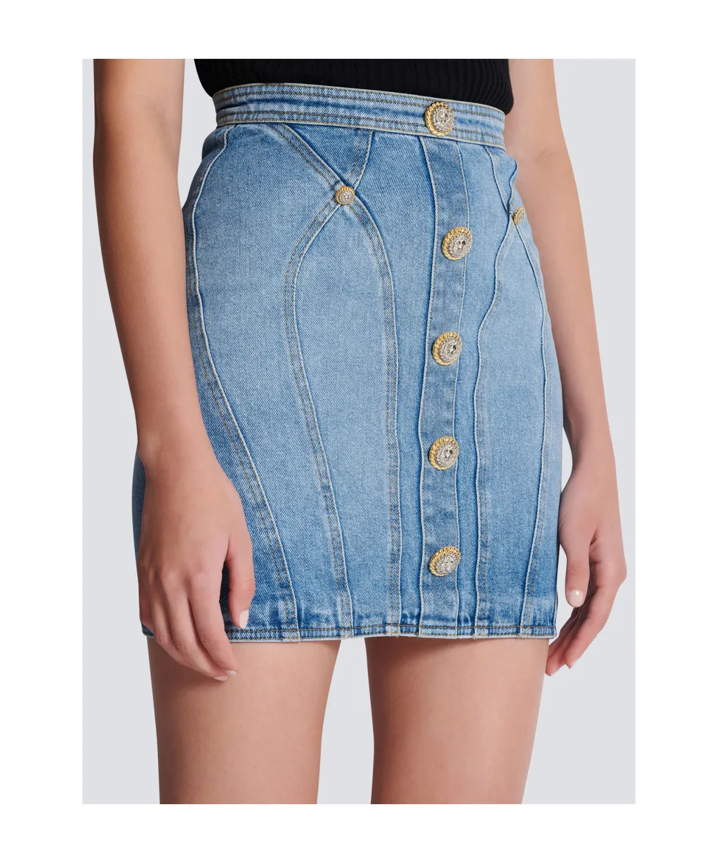 Buttoned Denim Skirt