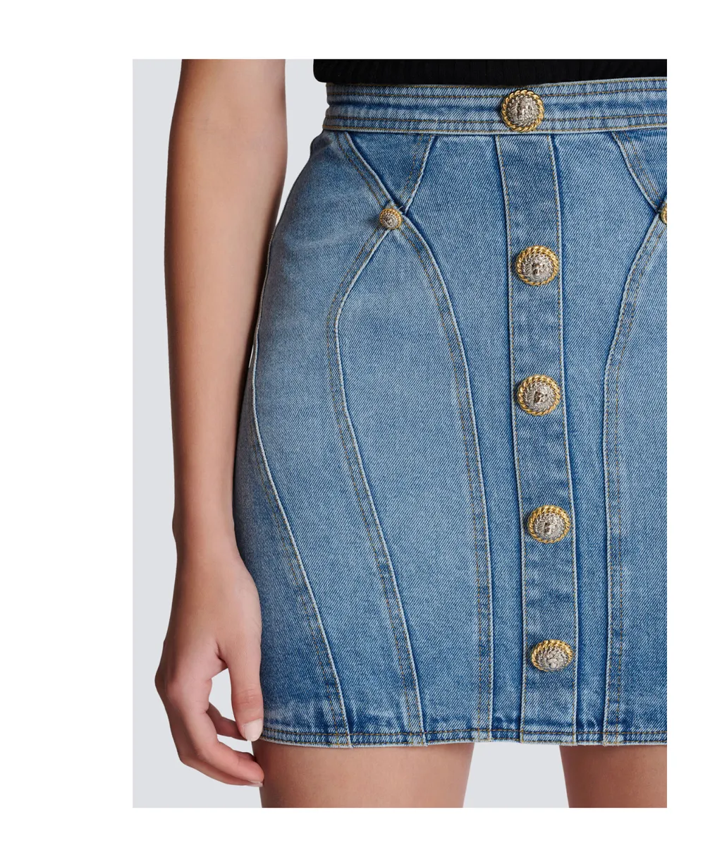 Buttoned Denim Skirt