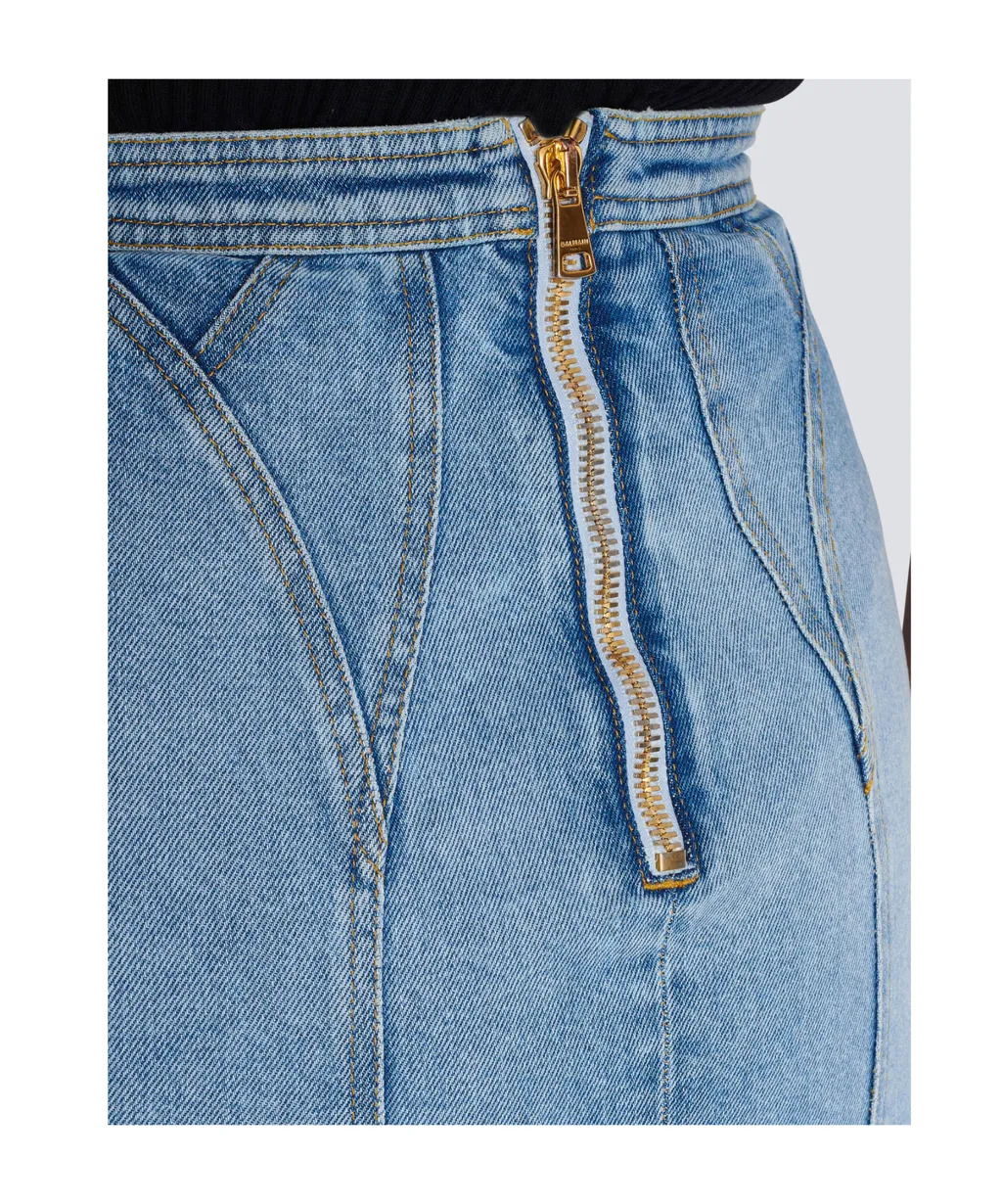 Buttoned Denim Skirt