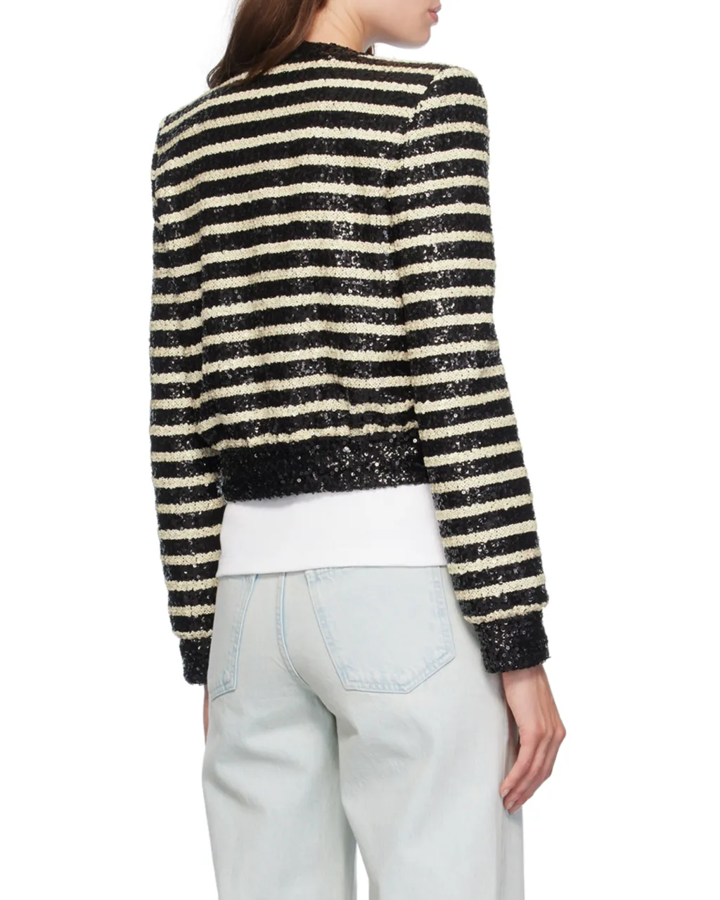 Striped Sequinned Cropped Jacket