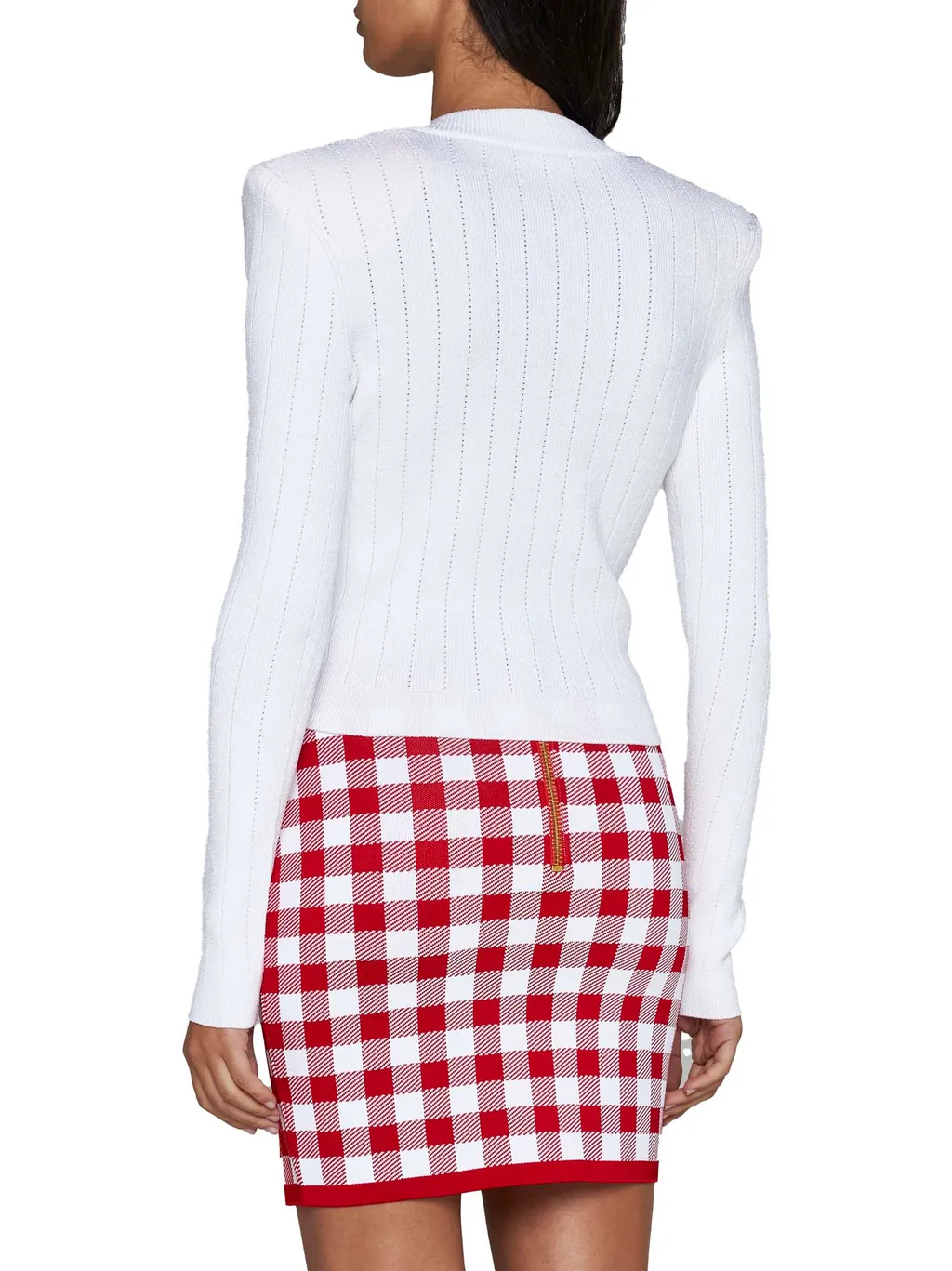Button Embellished Ribbed Knit Cardigan