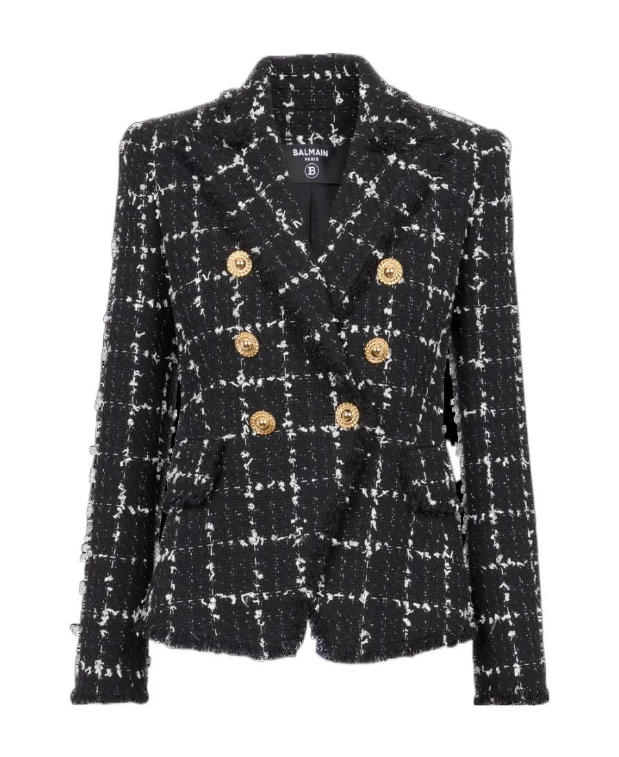 Check Tweed 6-Button Jacket