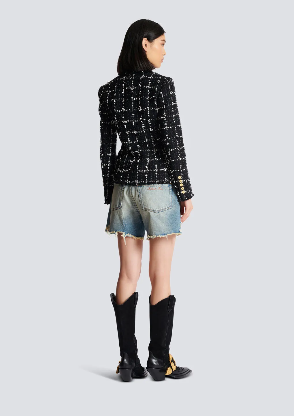 Check Tweed 6-Button Jacket