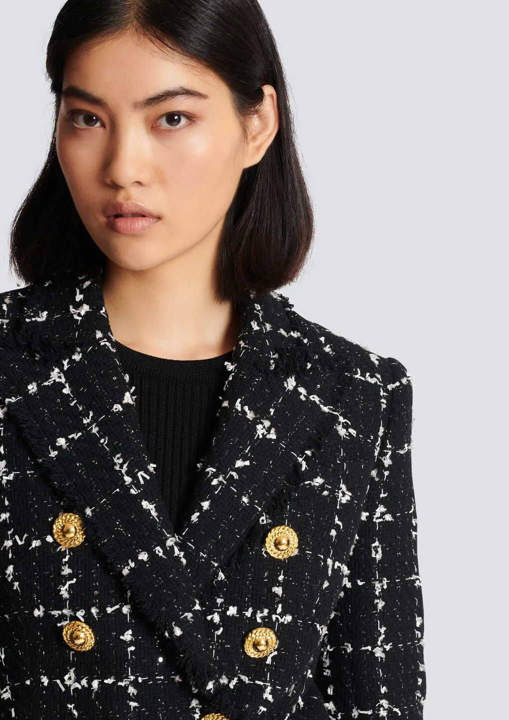 Check Tweed 6-Button Jacket