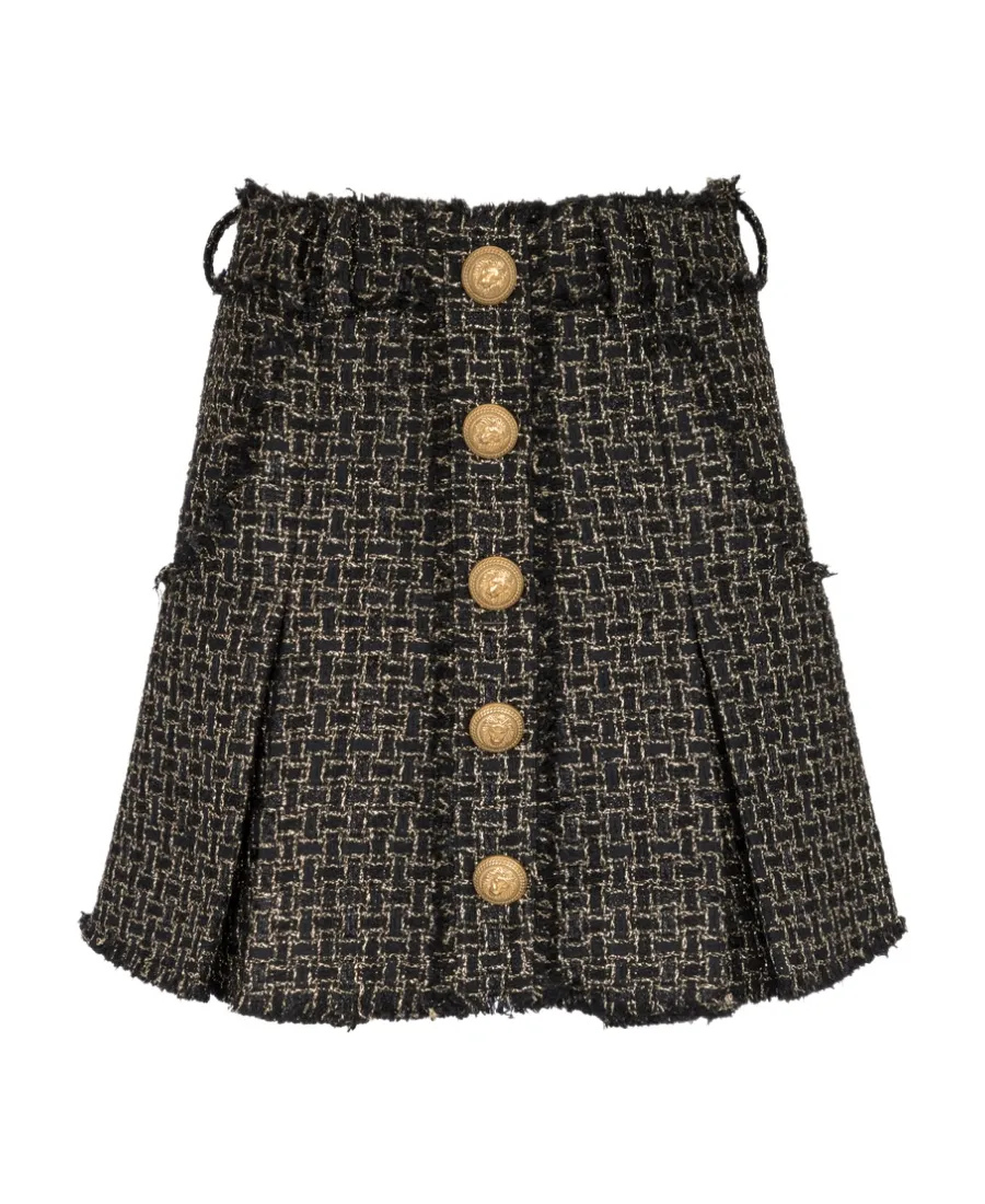 Lurex Tweed Pleated Skirt