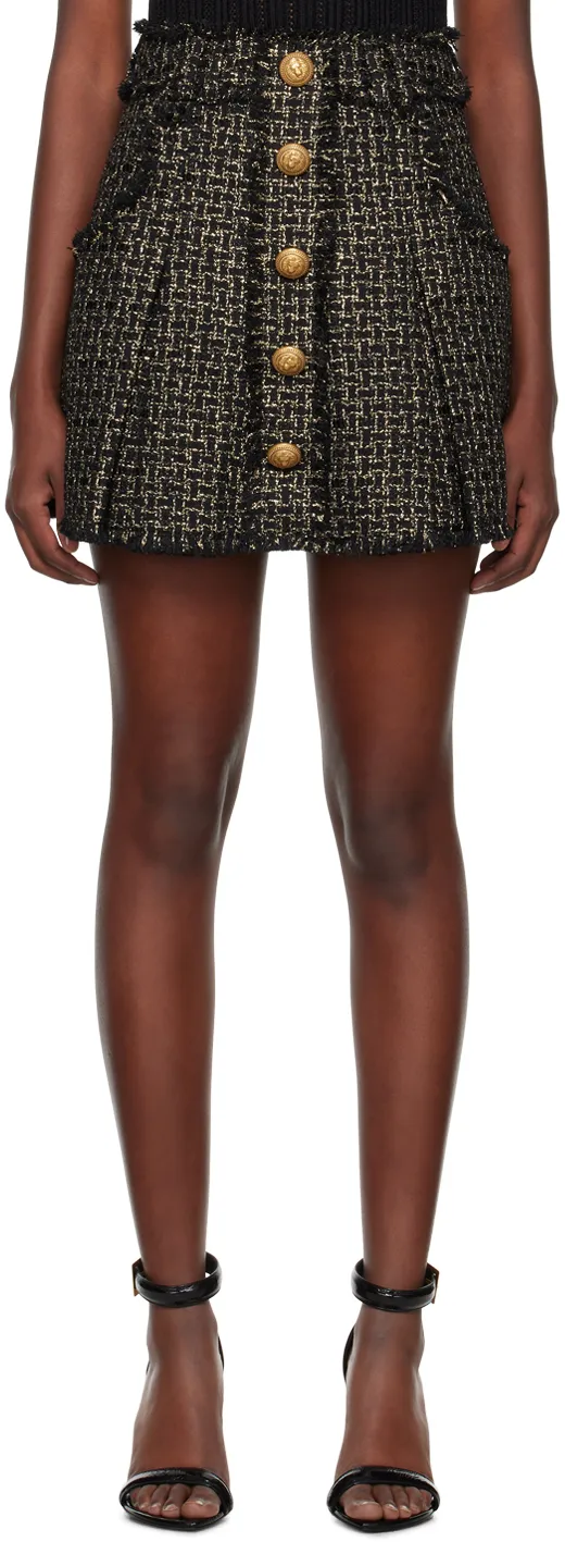 Lurex Tweed Pleated Skirt