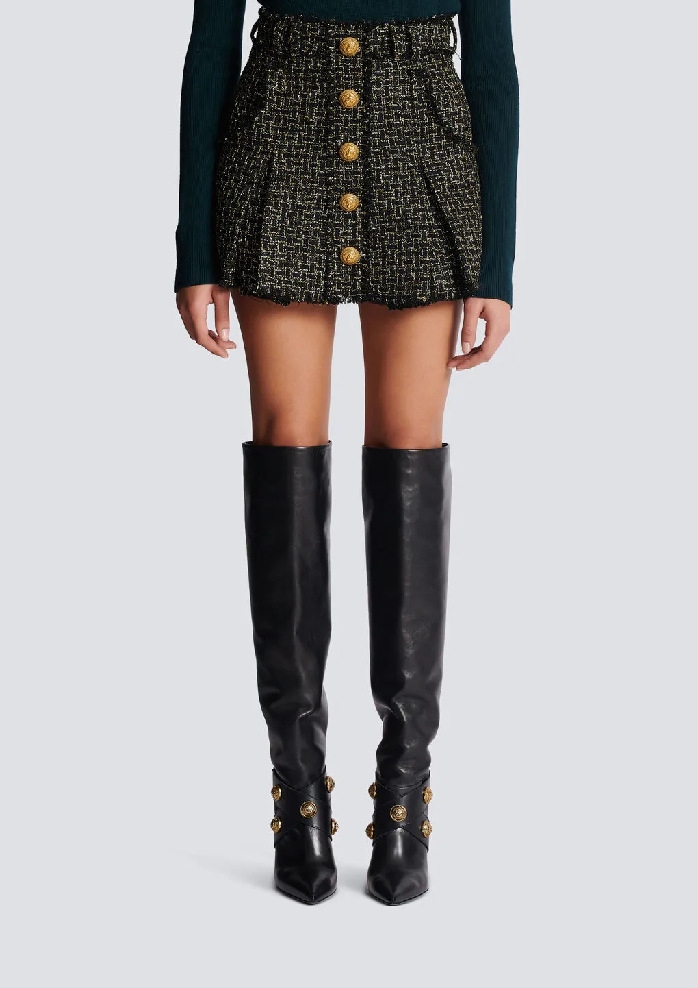 Lurex Tweed Pleated Skirt