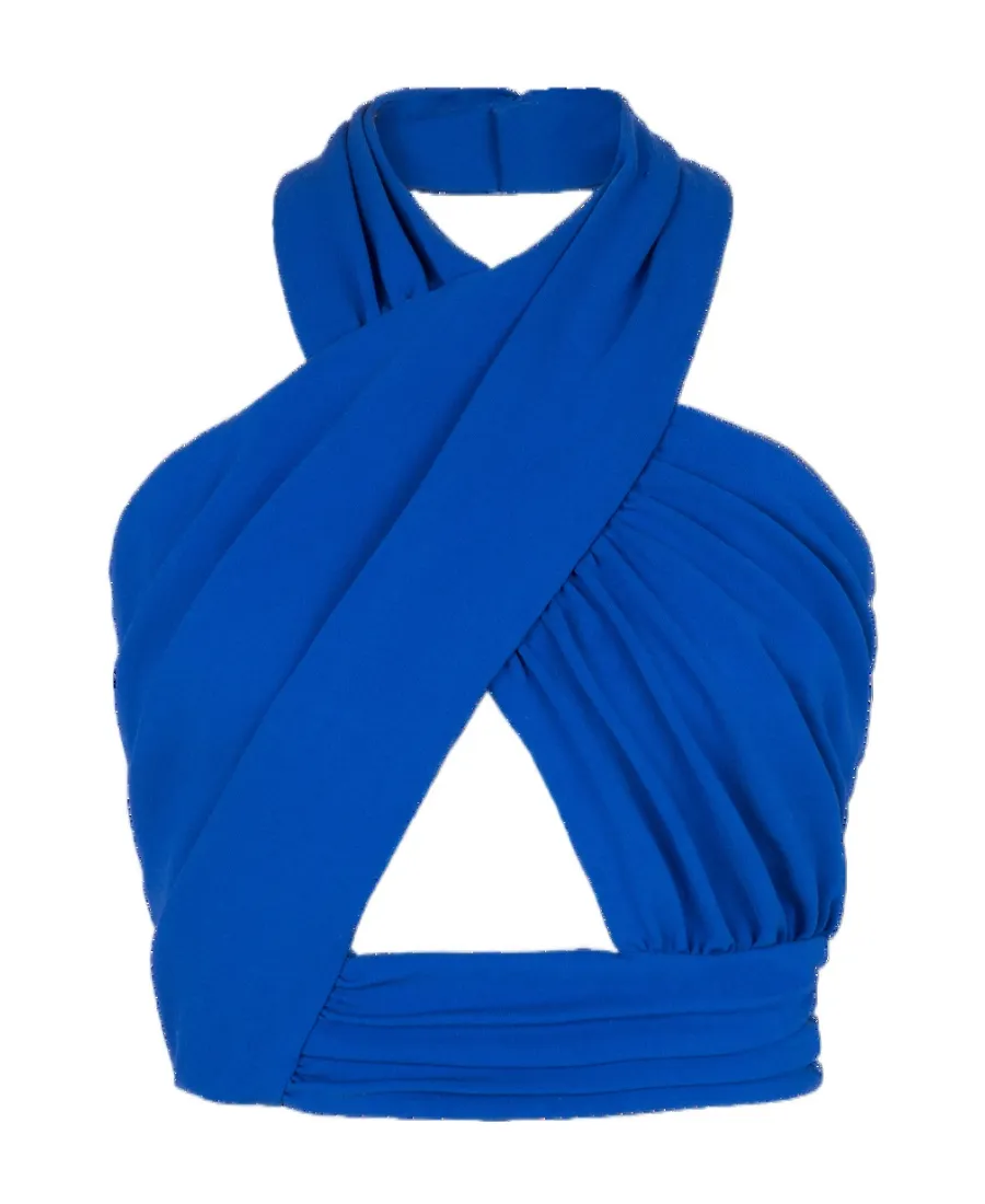 Ruched Halter Neck Crossover Top