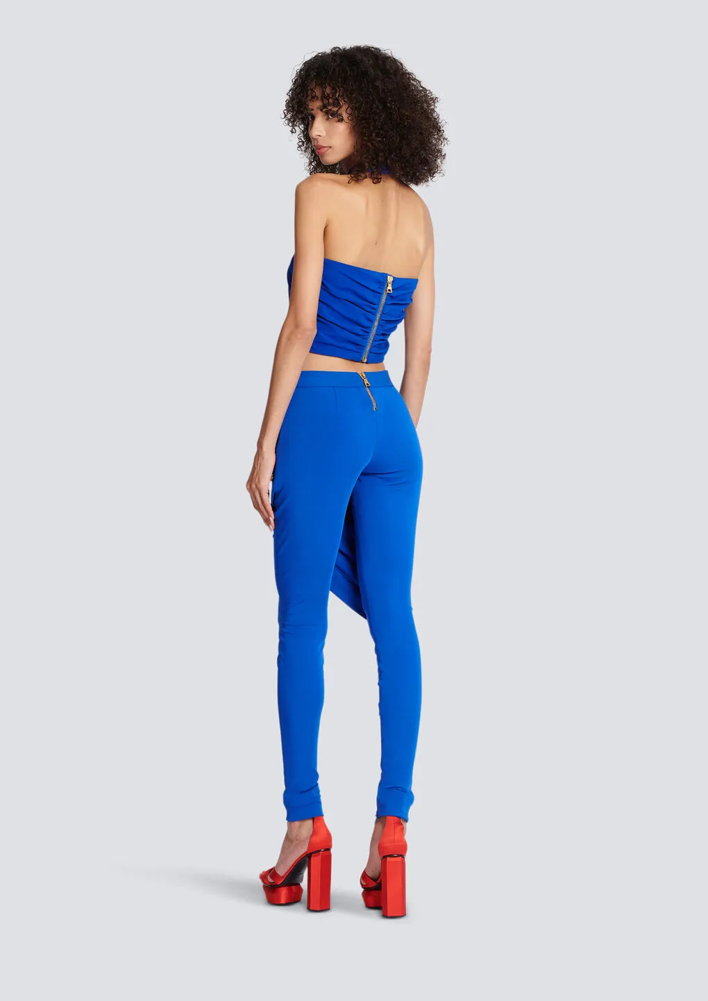Ruched Halter Neck Crossover Top