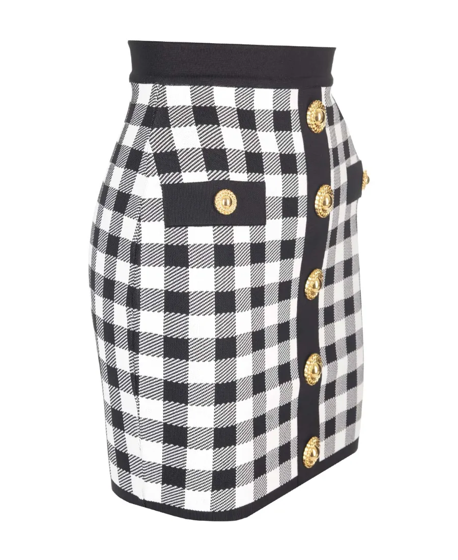Fine-Knit Gingham Skirt