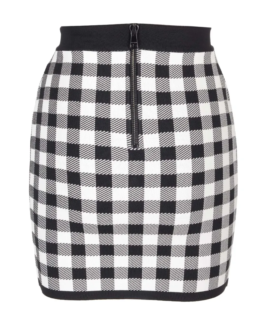 Fine-Knit Gingham Skirt