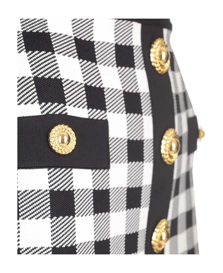 Fine-Knit Gingham Skirt