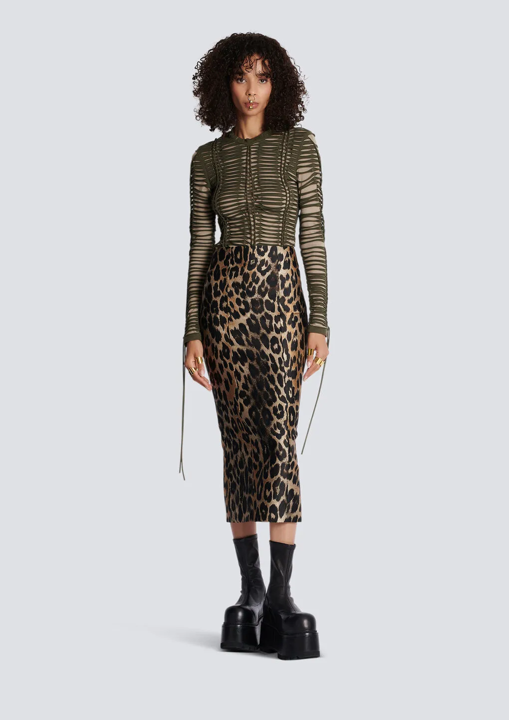 Animal-Printed Midi Skirt