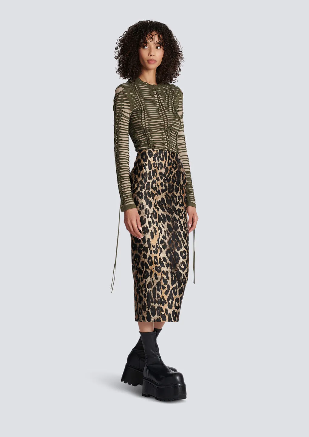 Animal-Printed Midi Skirt
