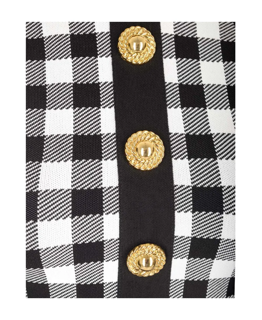 Gingham-Check Pattern Sleeveless Top