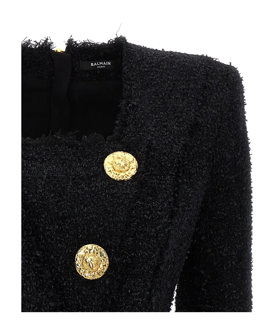 Glitter-Detail Tweed Minidress