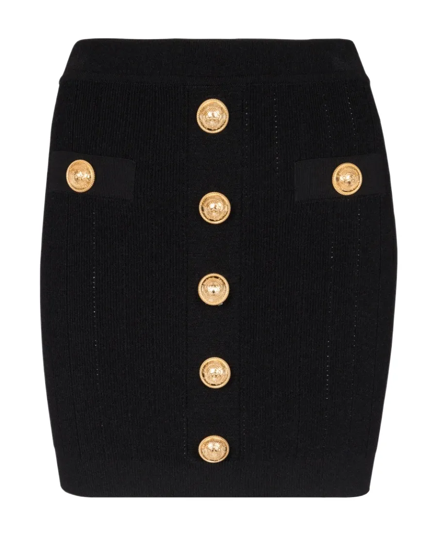 Button Embellished Knitted Skirt