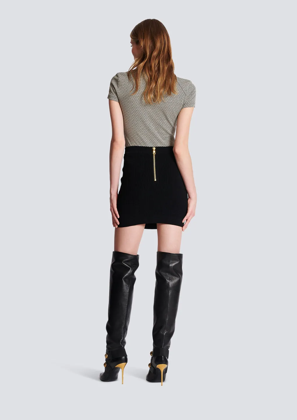 Button Embellished Knitted Skirt