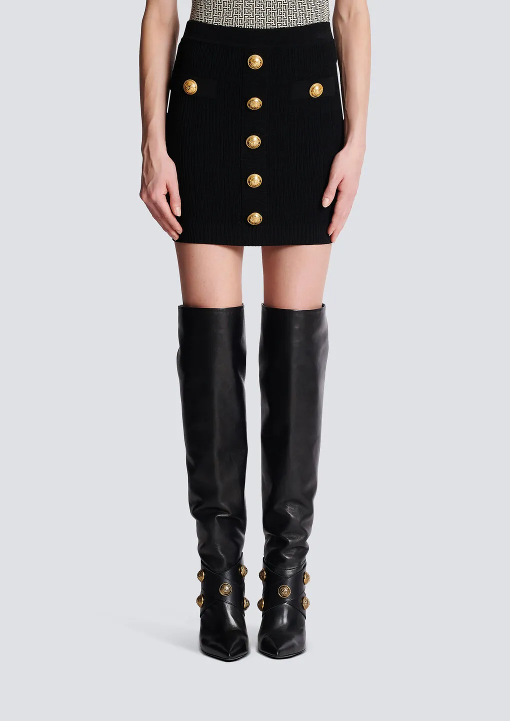 Button Embellished Knitted Skirt