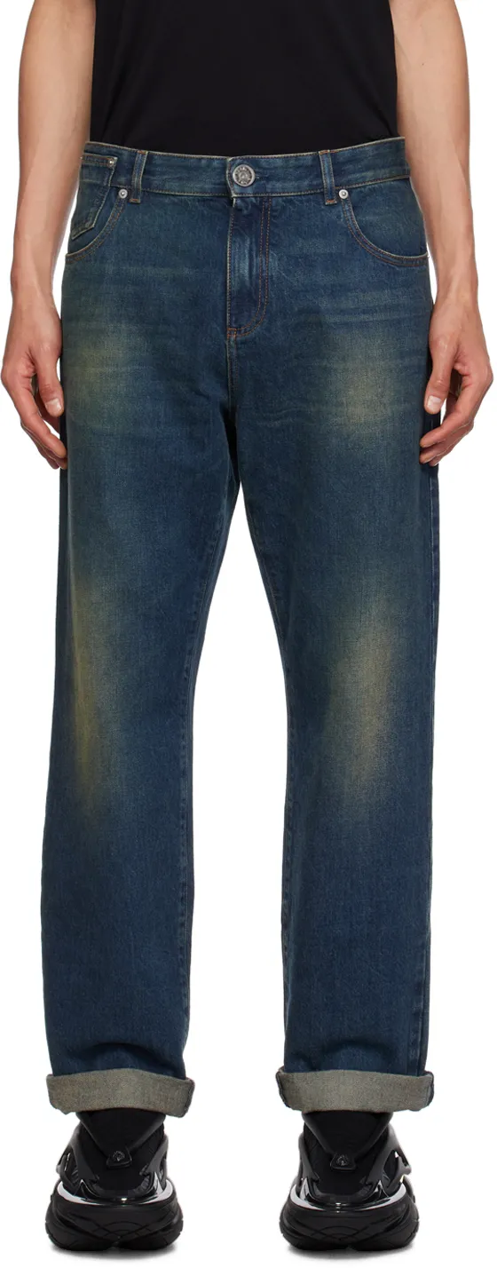 Belt-Looped Straight-Leg Jeans