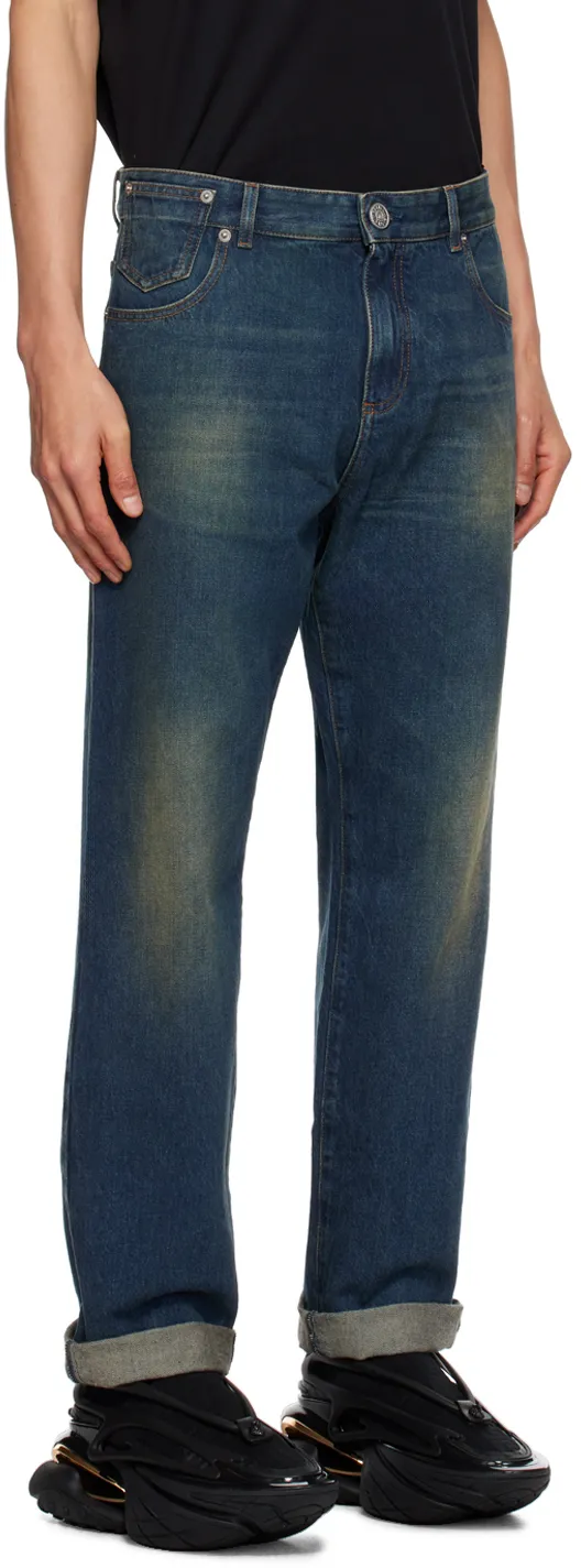 Belt-Looped Straight-Leg Jeans