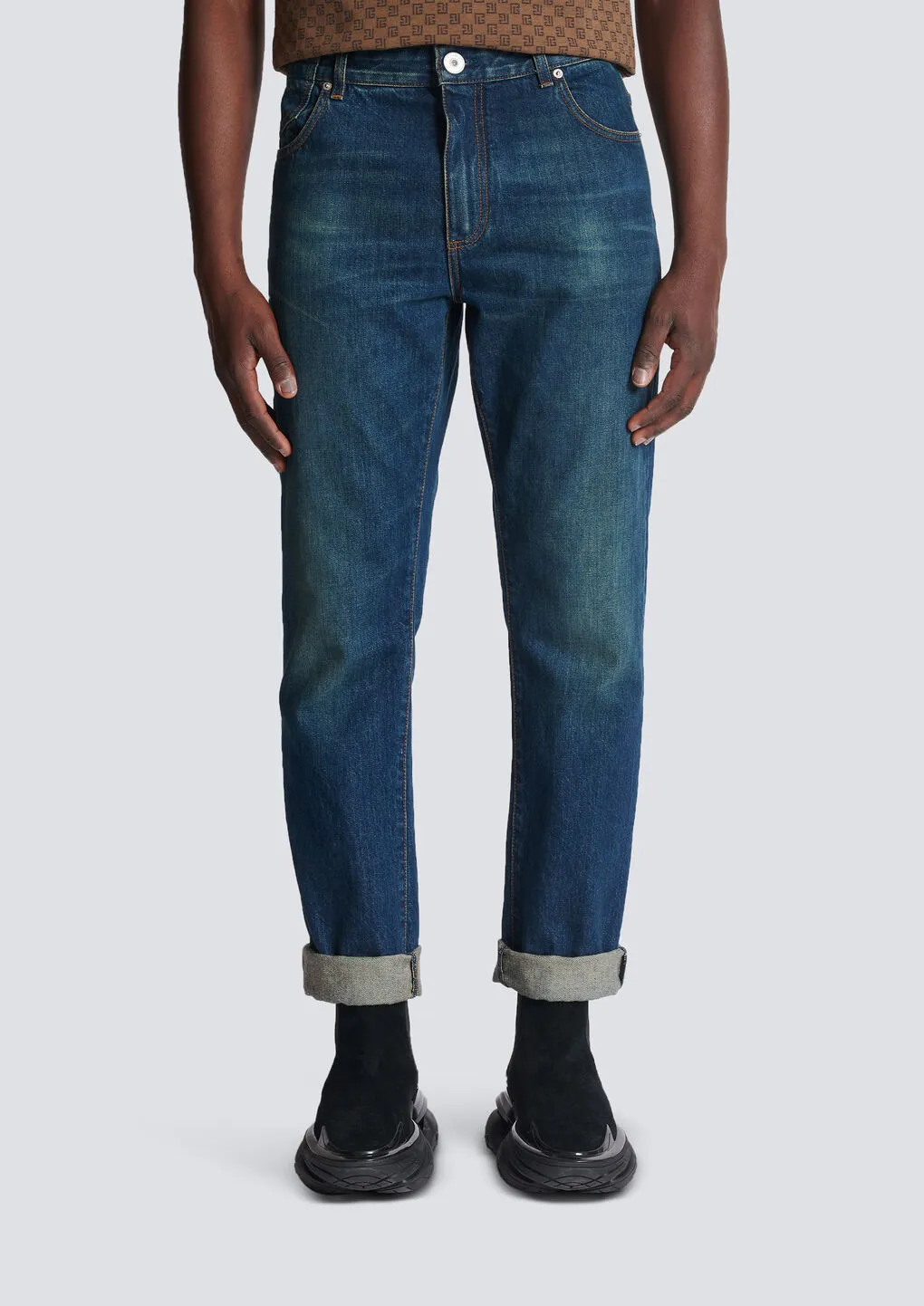 Belt-Looped Straight-Leg Jeans