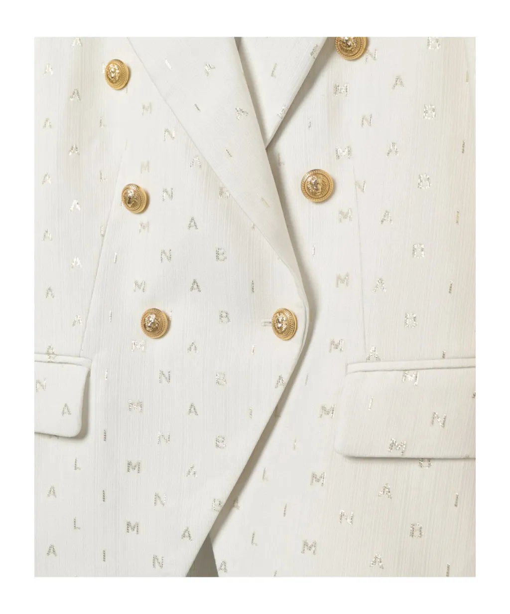 Logo-Embroidered Double-Breasted Blazer