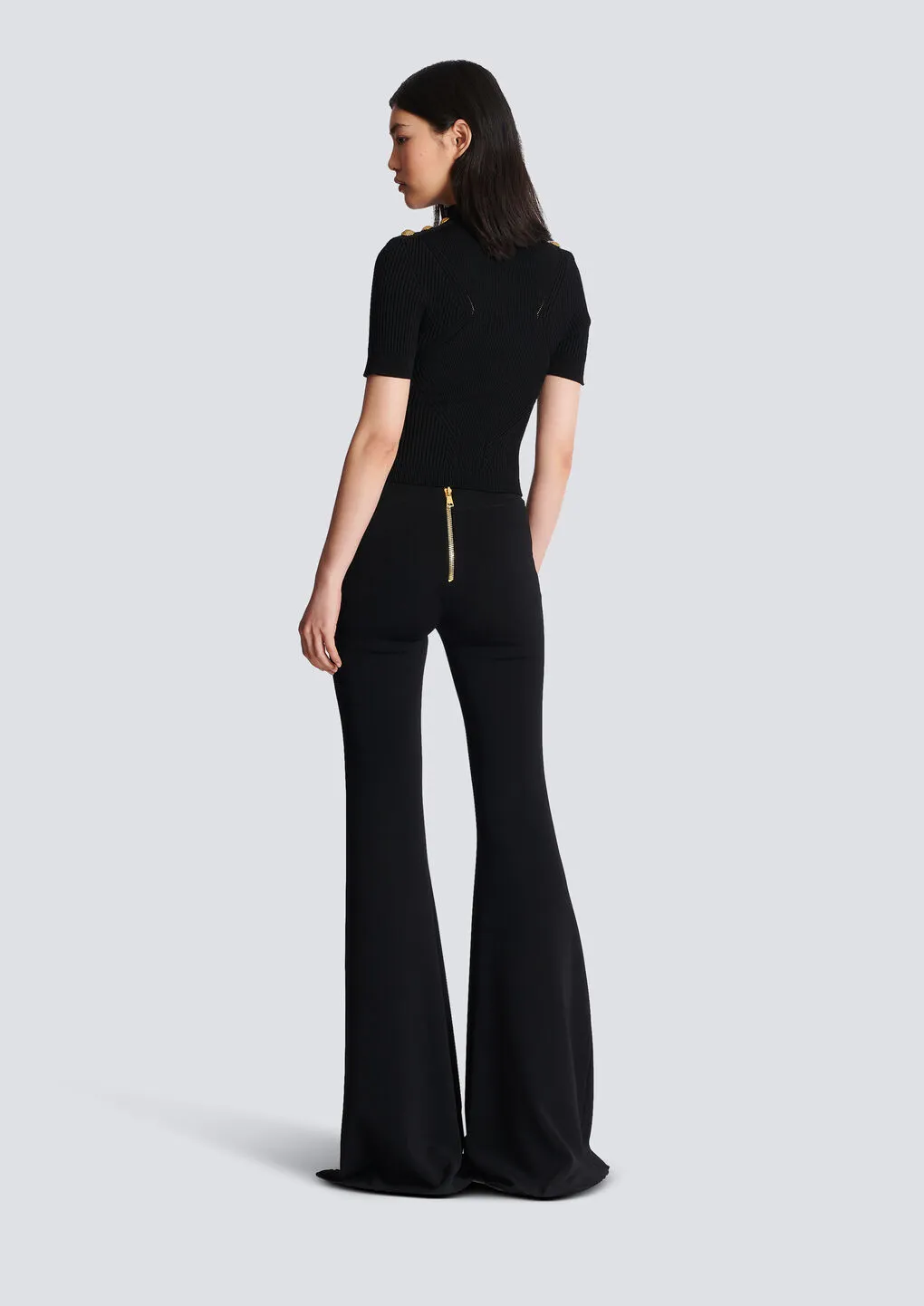 Mock Neck Rib-Knitted Top
