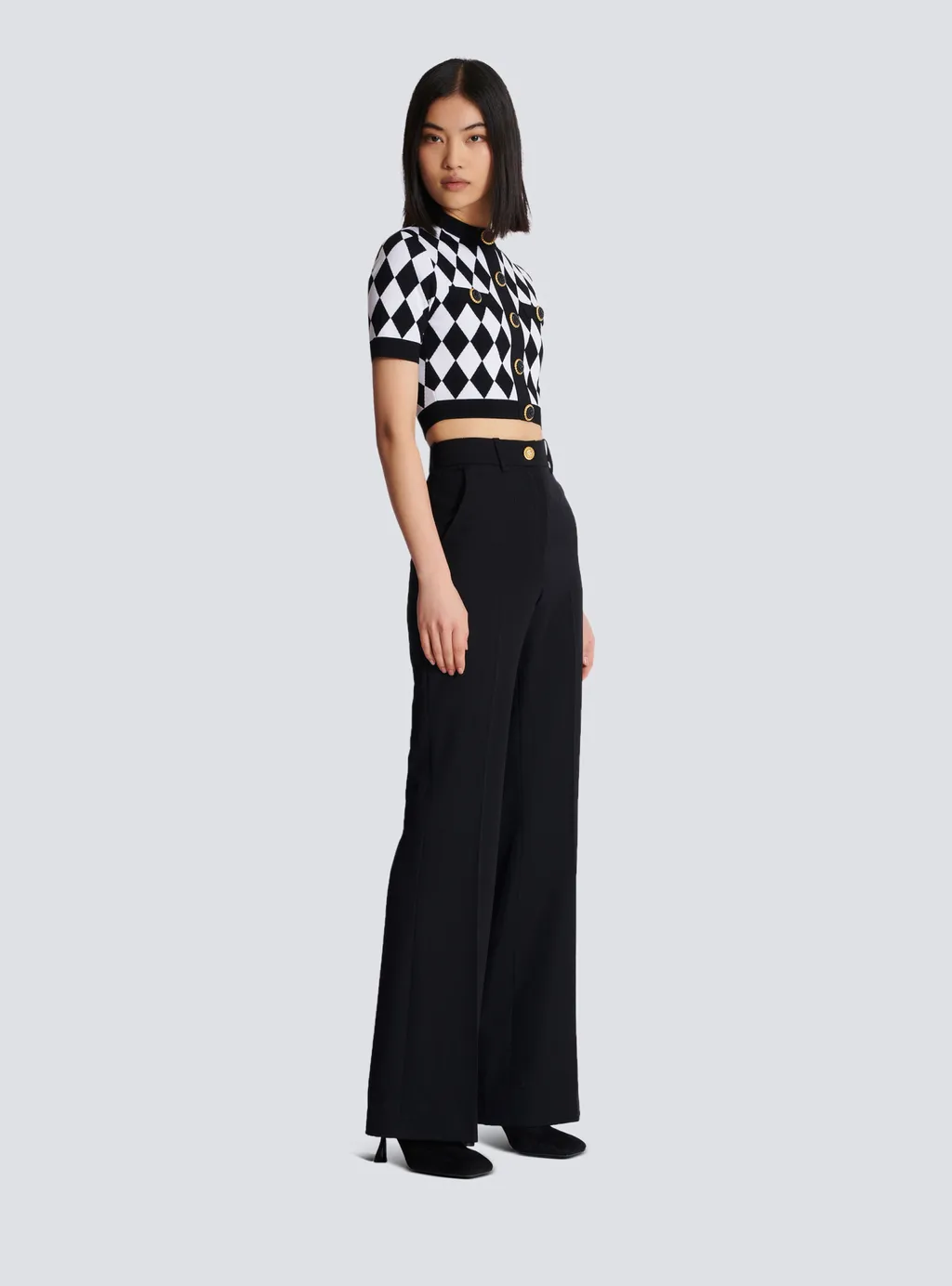 Diamond Pattern Knit Cropped Top