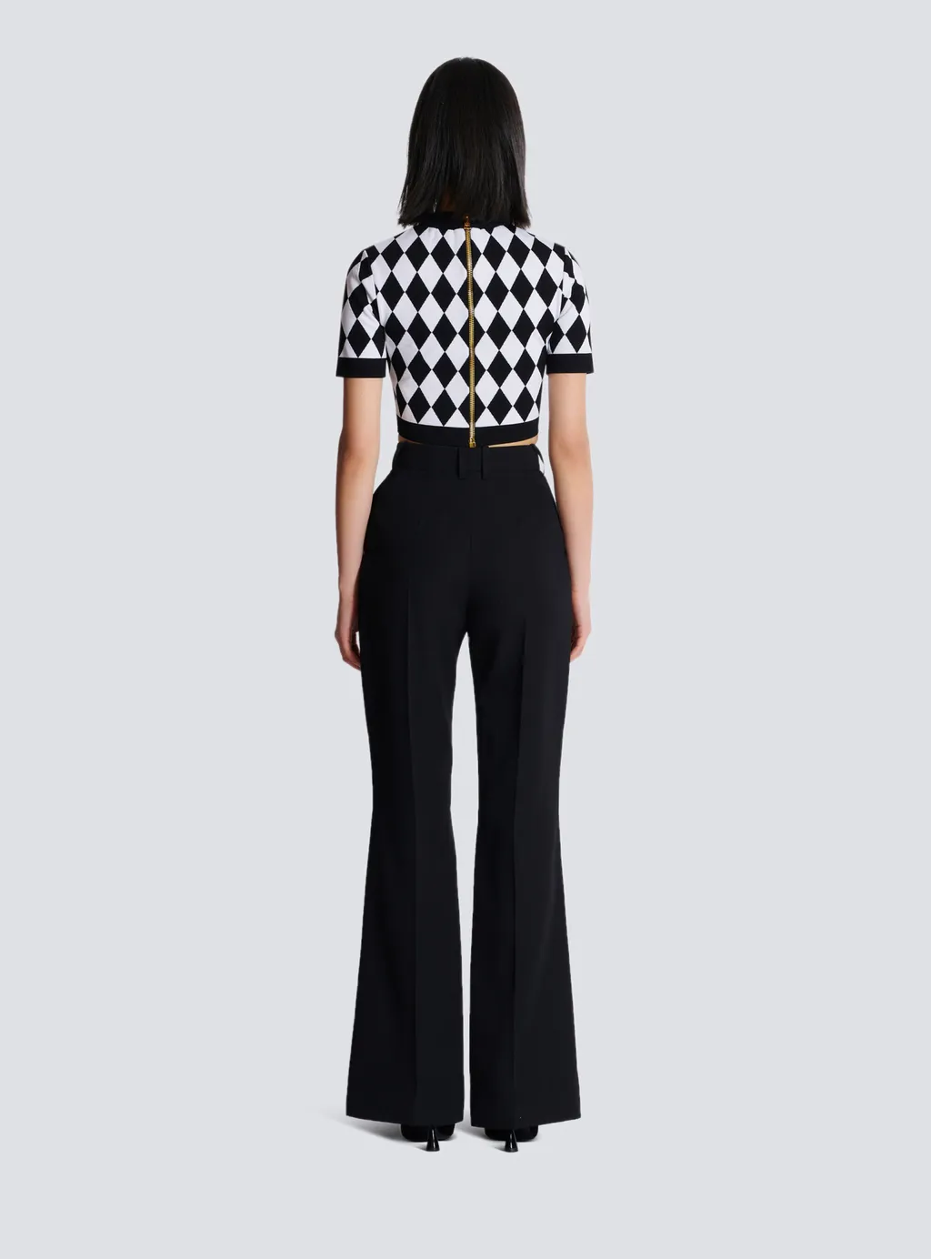 Diamond Pattern Knit Cropped Top