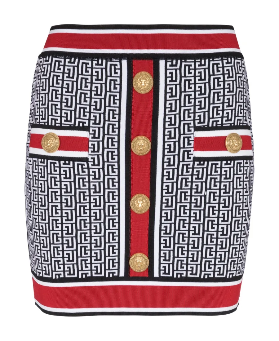 Button Embellished Knit Skirt