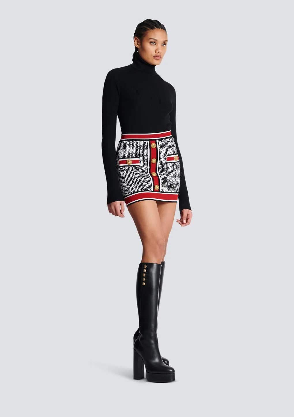 Button Embellished Knit Skirt