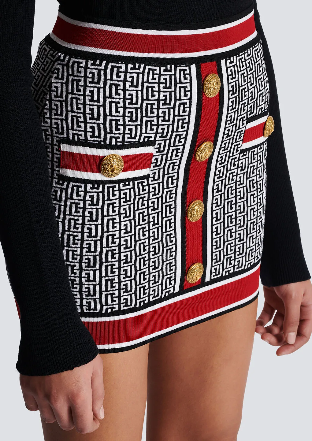 Button Embellished Knit Skirt