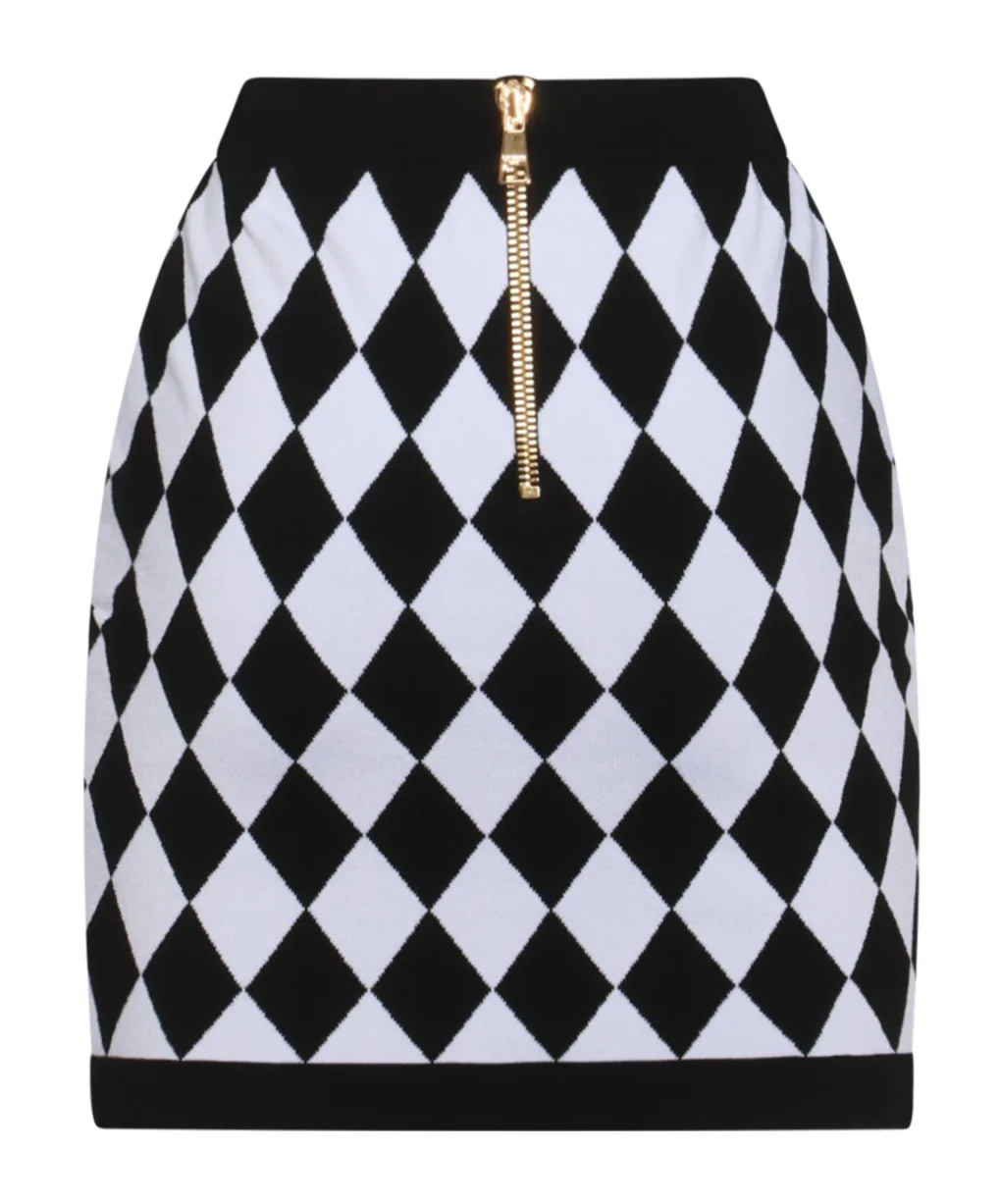 Diamond Pattern Knit Mini Skirt