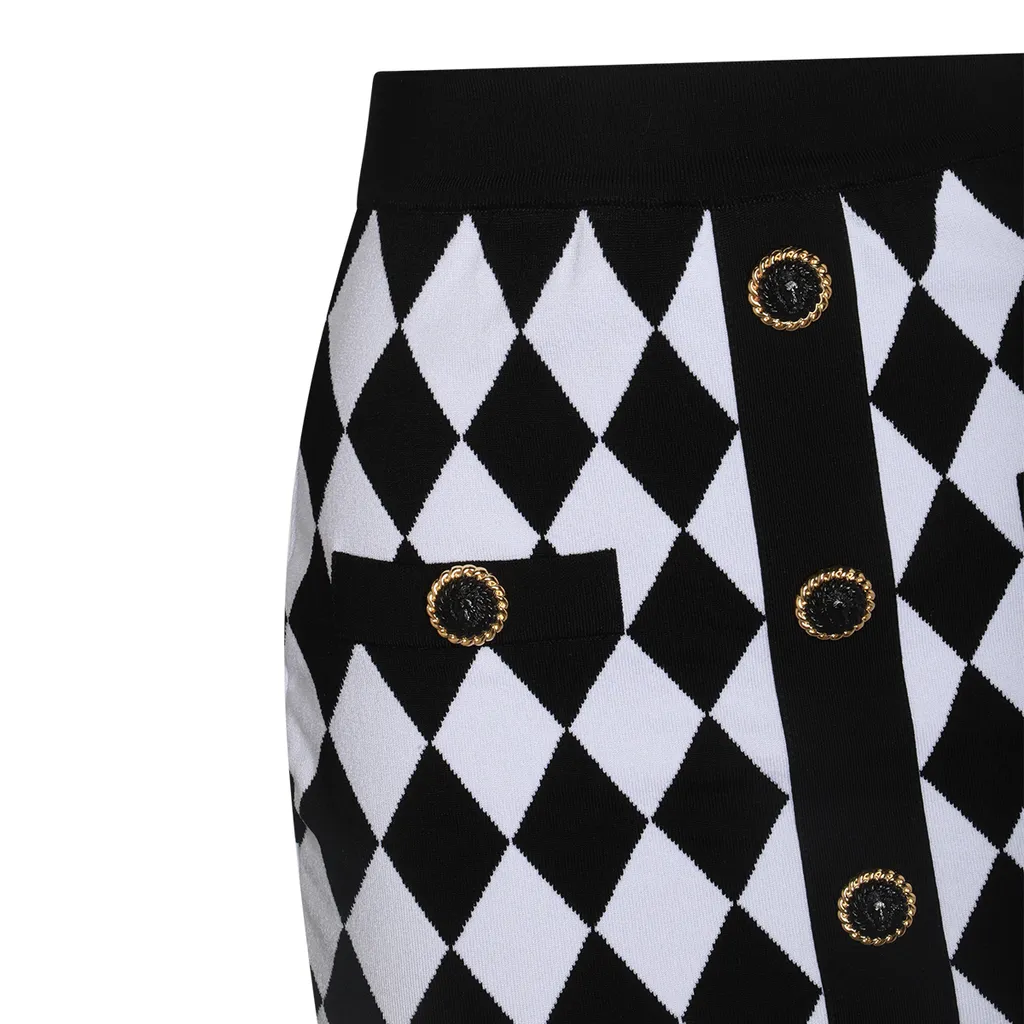Diamond Pattern Knit Mini Skirt