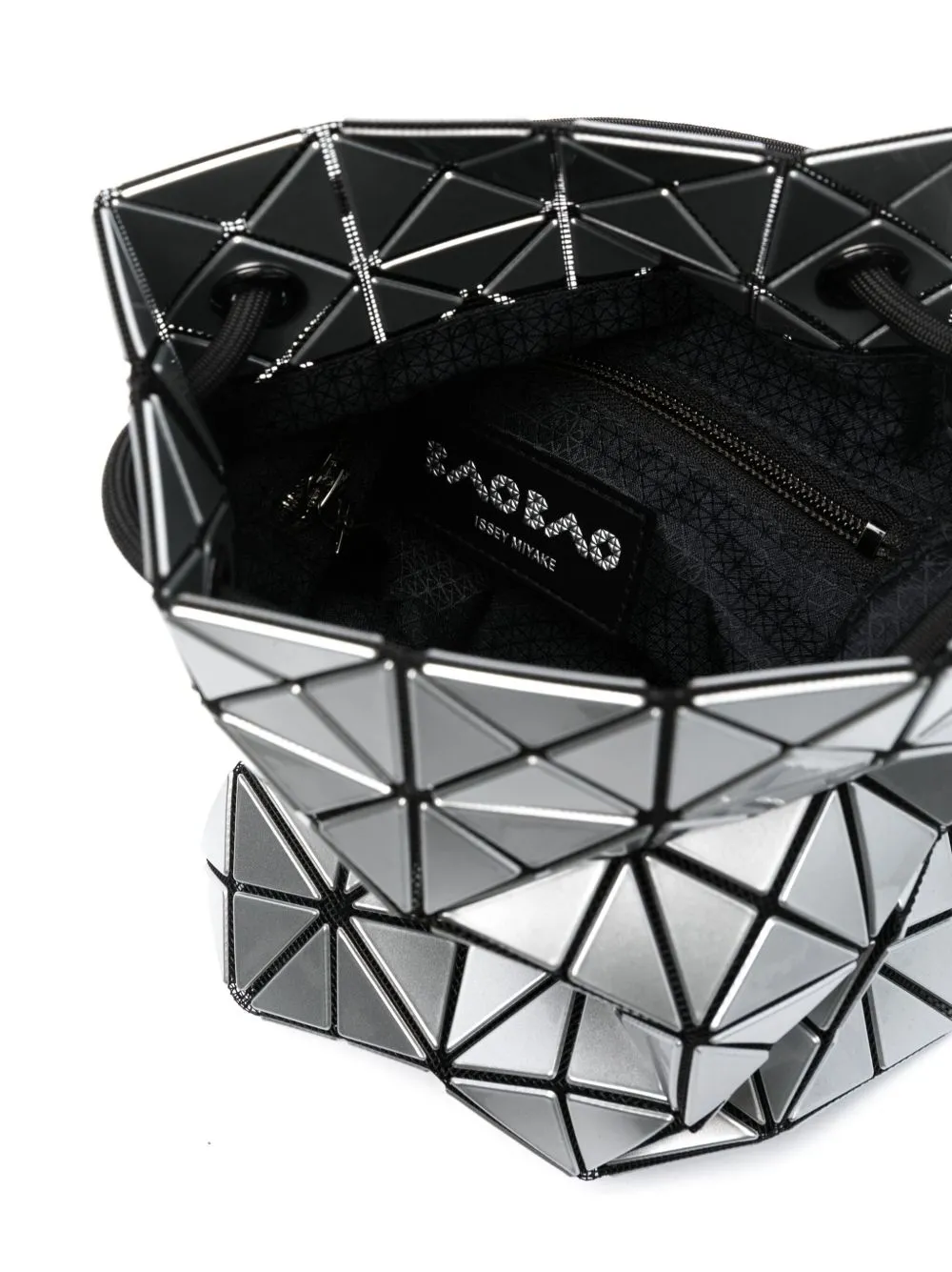 Geometric-Pattern Drawstring Bucket Bag