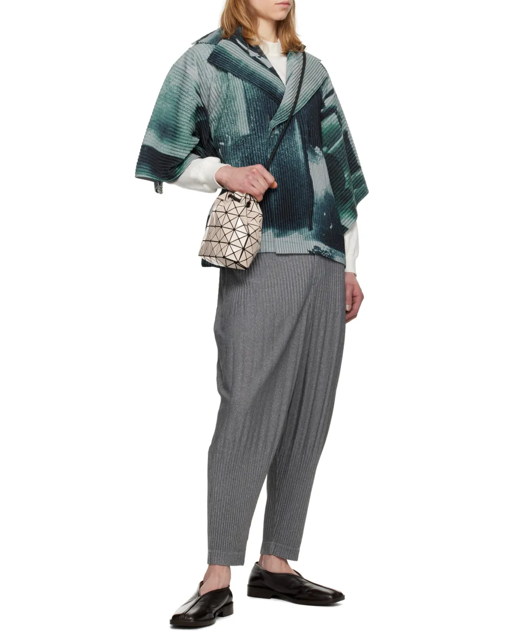 Geometric-Pattern Bucket Bag