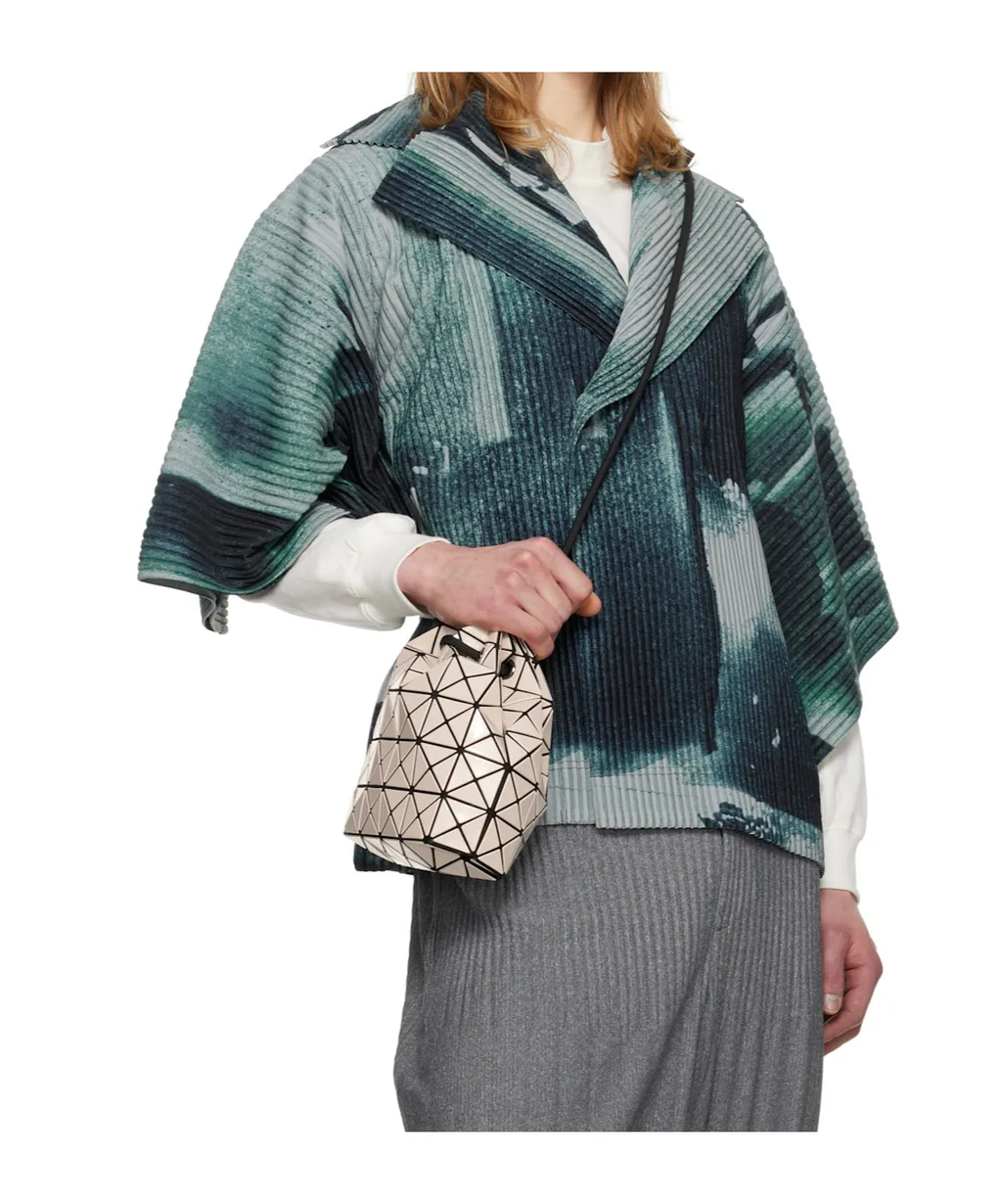 Geometric-Pattern Bucket Bag