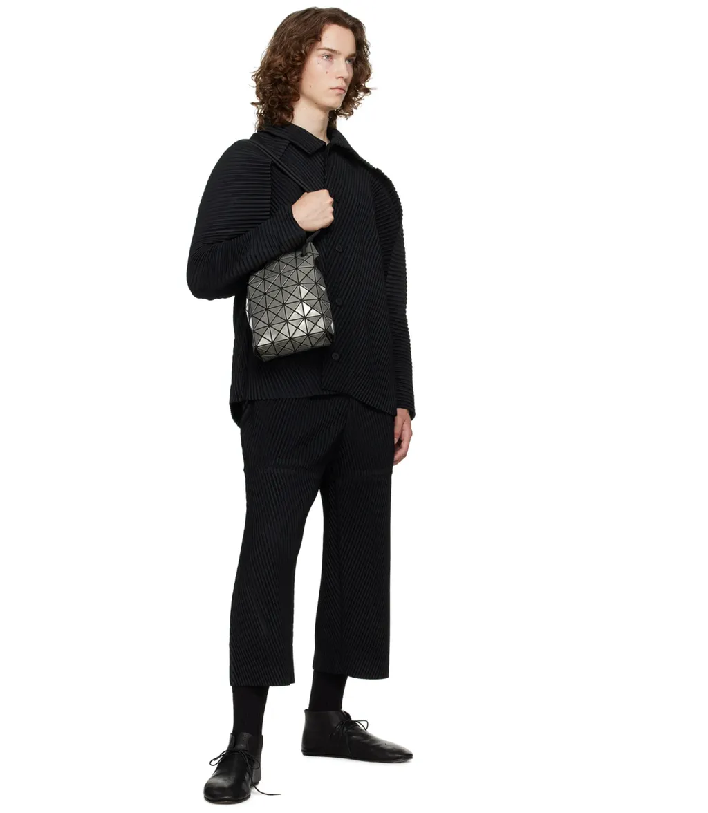 Geometric-Design Drawstring Shoulder Bag