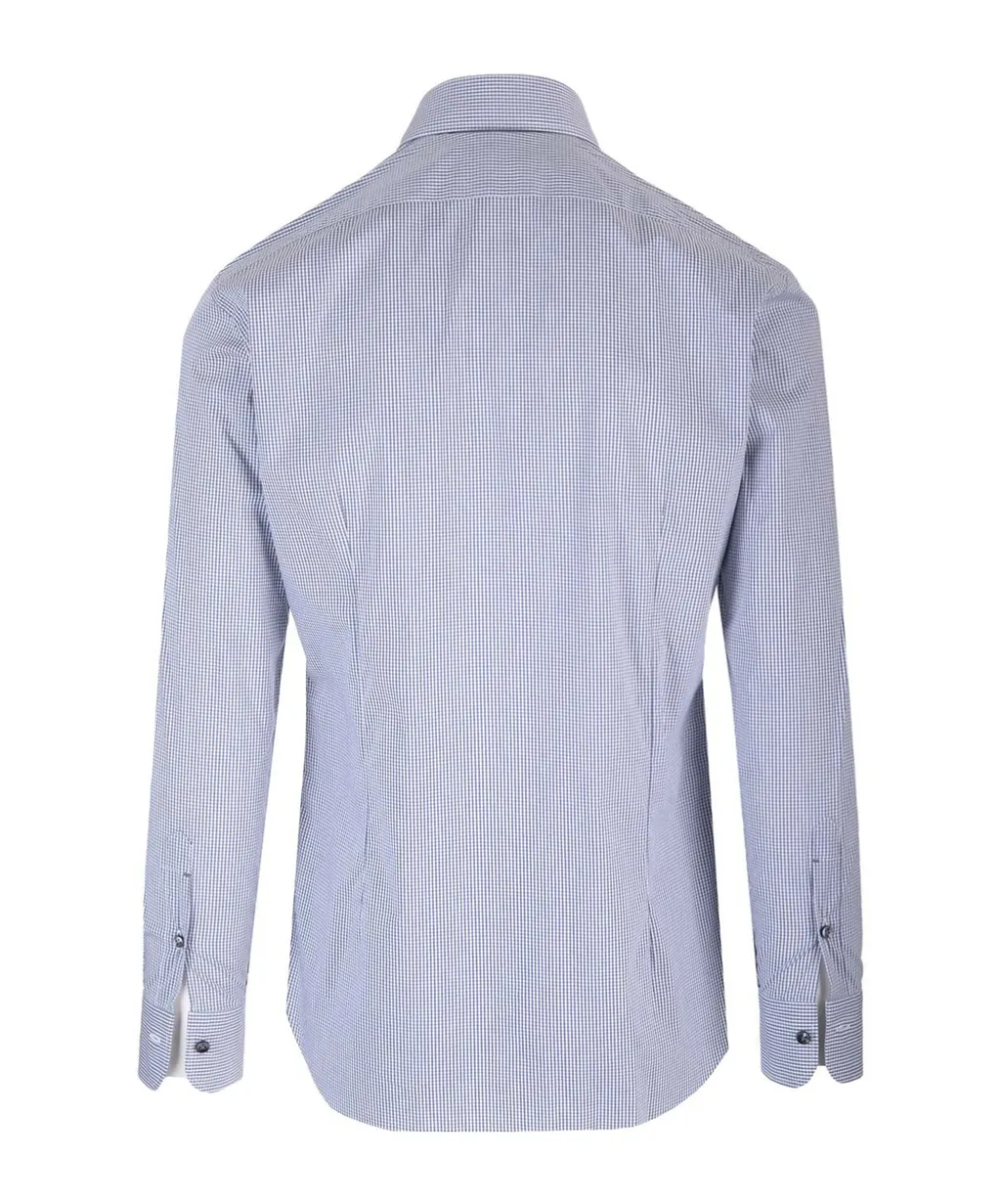 Mini-Check Curved Hem Shirt