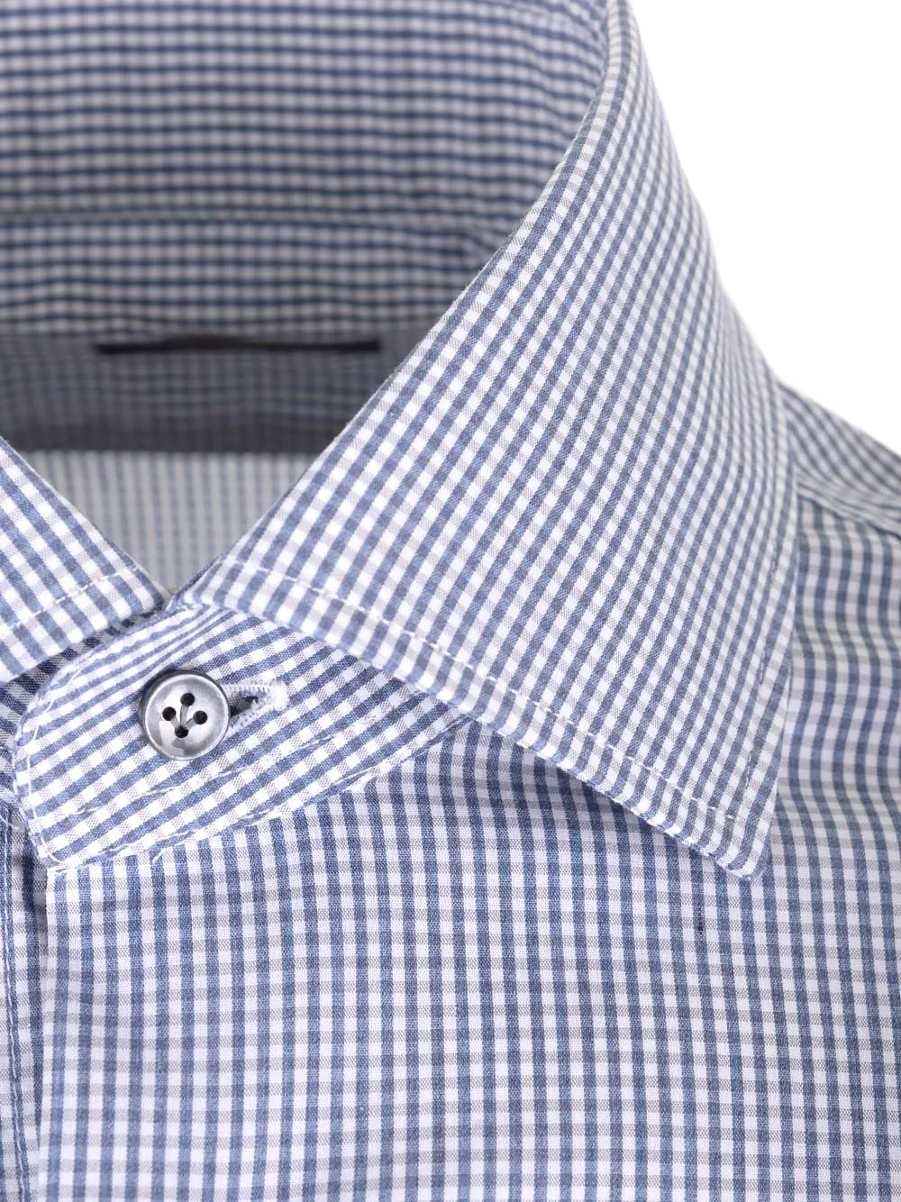 Mini-Check Curved Hem Shirt
